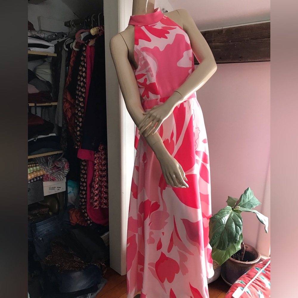 Tahari Pink Camo Cocktail Dress